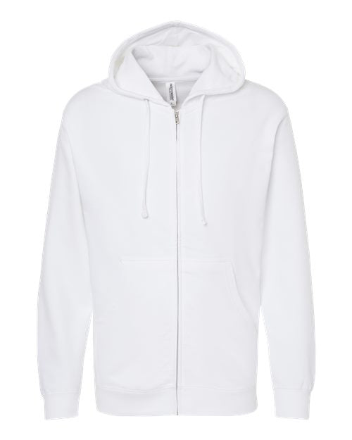 Independent Trading Co. Midweight Full-Zip Hooded Sweatshirt SS4500Z - White