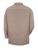 Red Kap Industrial Long Sleeve Work Shirt SP14 - KB-Khaki/ Black Microcheck