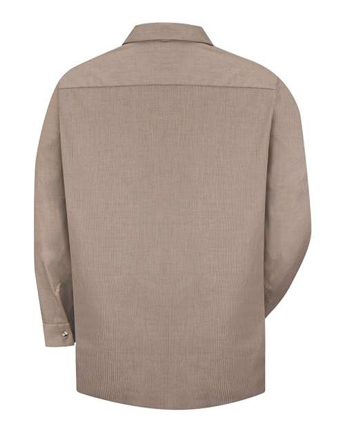 Red Kap Industrial Long Sleeve Work Shirt SP14 - KB-Khaki/ Black Microcheck