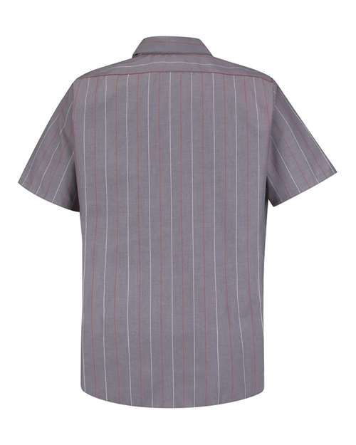 Red Kap Industrial Short Sleeve Work Shirt SP24 - Charcoal/ Red/ White Stripe
