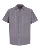 Red Kap Industrial Short Sleeve Work Shirt SP24 - Charcoal/ Red/ White Stripe