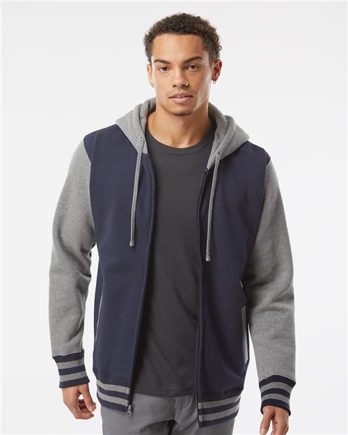 Independent Trading Co. Heavyweight Varsity Full-Zip Hooded Sweatshirt IND45UVZ