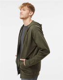 Independent Trading Co. Midweight Full-Zip Hooded Sweatshirt SS4500Z - Army Heather