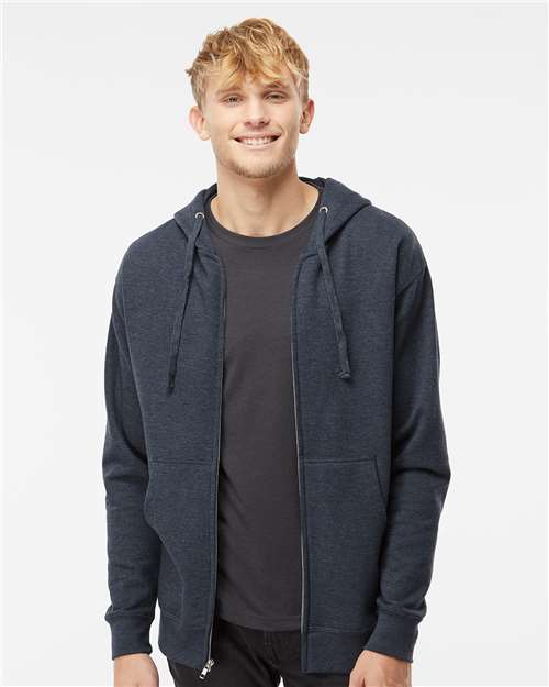 Independent Trading Co. Midweight Full-Zip Hooded Sweatshirt SS4500Z - Classic Navy Heather