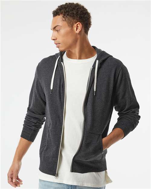 Independent Trading Co. Heathered French Terry Full-Zip Hooded Sweatshirt PRM90HTZ