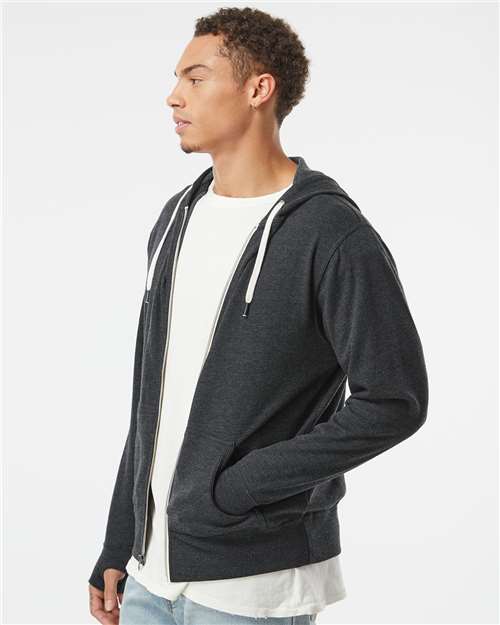 Independent Trading Co. Heathered French Terry Full-Zip Hooded Sweatshirt PRM90HTZ