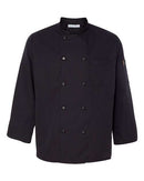 Chef Designs Ten Pearl Button Black Chef Coat 0425