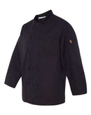 Chef Designs Ten Pearl Button Black Chef Coat 0425