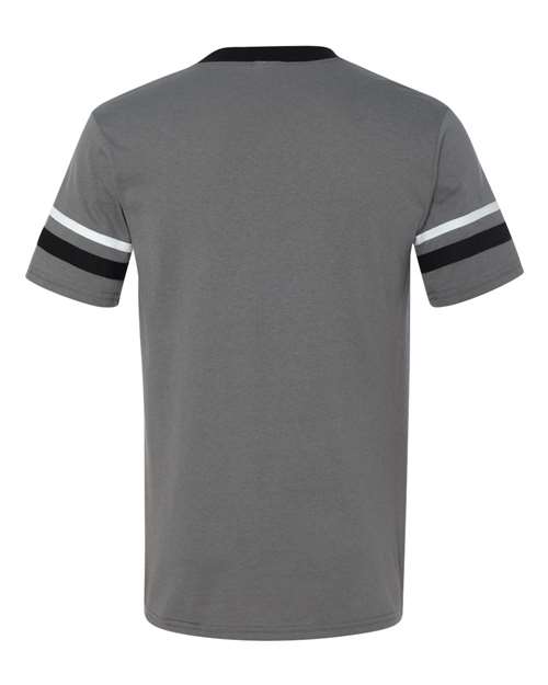 Augusta Sportswear V-Neck Jersey with Striped Sleeves 360 - Graphite/ Black/ White