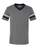 Augusta Sportswear V-Neck Jersey with Striped Sleeves 360 - Graphite/ Black/ White