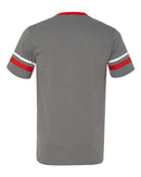 Augusta Sportswear V-Neck Jersey with Striped Sleeves 360 - Graphite/ Red/ White