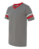 Augusta Sportswear V-Neck Jersey with Striped Sleeves 360 - Graphite/ Red/ White