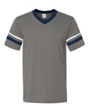 Augusta Sportswear V-Neck Jersey with Striped Sleeves 360 - Graphite/ Navy/ White