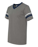 Augusta Sportswear V-Neck Jersey with Striped Sleeves 360 - Graphite/ Navy/ White