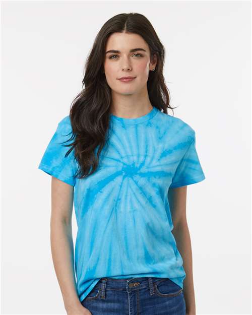 Dyenomite Cyclone Pinwheel Tie-Dyed T-Shirt 200CY - Turquoise