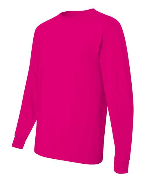 JERZEES Dri-Power® Long Sleeve 50/50 T-Shirt 29LSR - Cyber Pink
