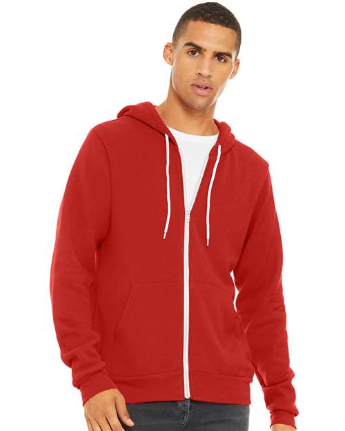 BELLA + CANVAS Sponge Fleece Full-Zip Hoodie 3739 - Red