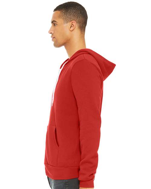 BELLA + CANVAS Sponge Fleece Full-Zip Hoodie 3739 - Red