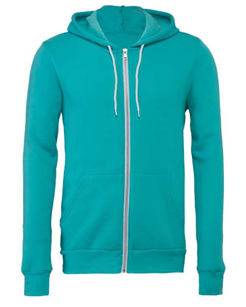 BELLA + CANVAS Sponge Fleece Full-Zip Hoodie 3739 - Teal