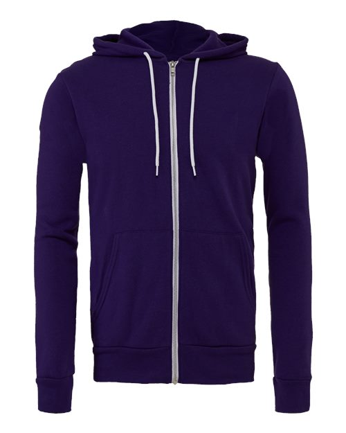 BELLA + CANVAS Sponge Fleece Full-Zip Hoodie 3739 - Team Purple