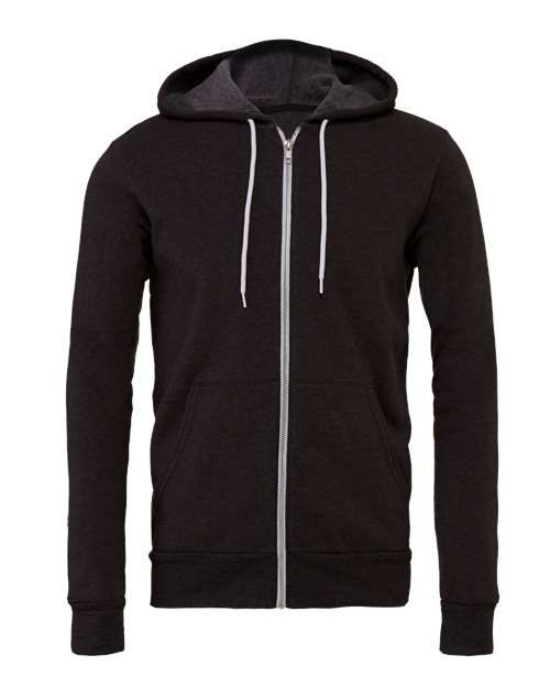 BELLA + CANVAS Sponge Fleece Full-Zip Hoodie 3739 - Dark Grey Heather