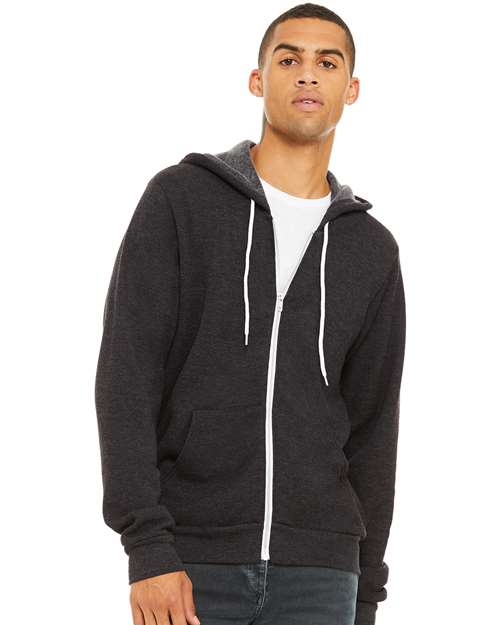 BELLA + CANVAS Sponge Fleece Full-Zip Hoodie 3739 - Dark Grey Heather