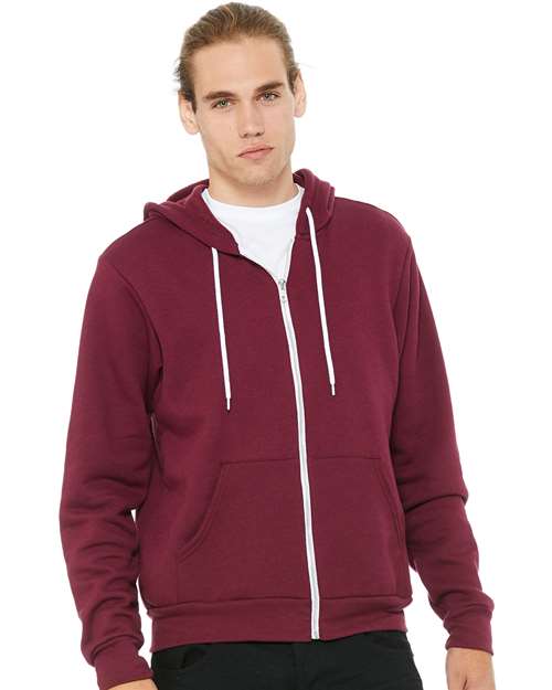 BELLA + CANVAS Sponge Fleece Full-Zip Hoodie 3739 - Maroon