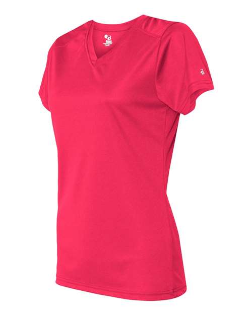 Badger Women’s B-Core V-Neck T-Shirt 4162 - Hot Coral