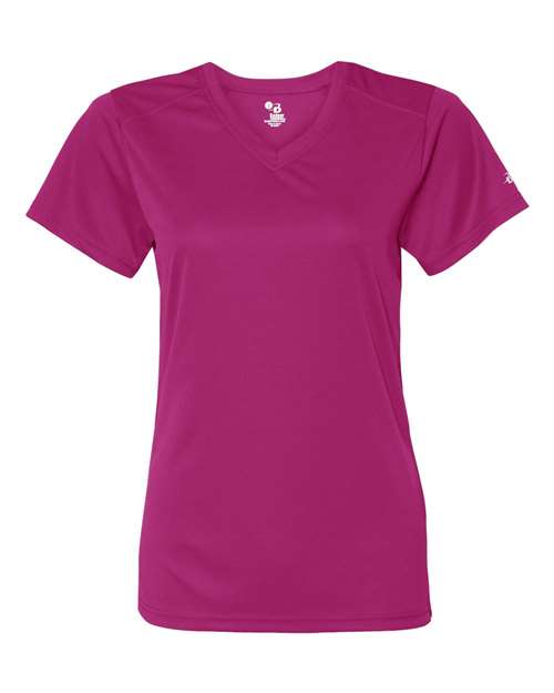 Badger Women’s B-Core V-Neck T-Shirt 4162 - Hot Pink