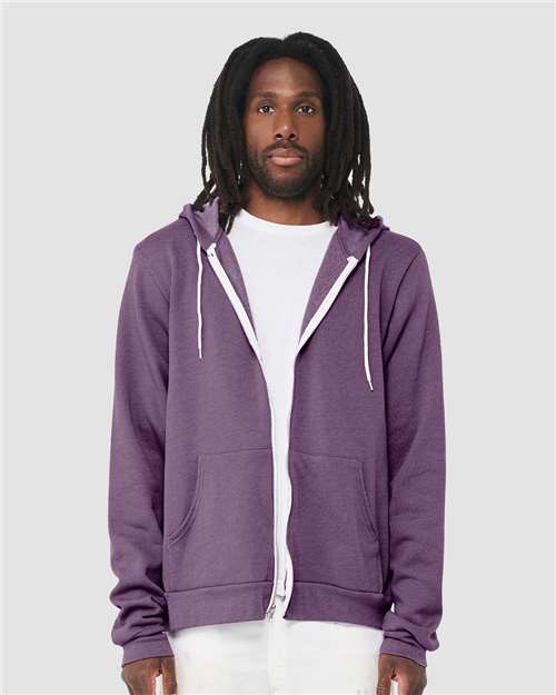 BELLA + CANVAS Sponge Fleece Full-Zip Hoodie 3739 - Heather Team Purple