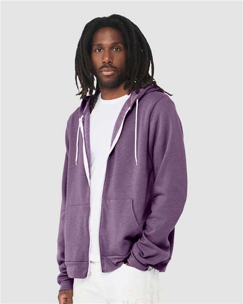 BELLA + CANVAS Sponge Fleece Full-Zip Hoodie 3739 - Heather Team Purple