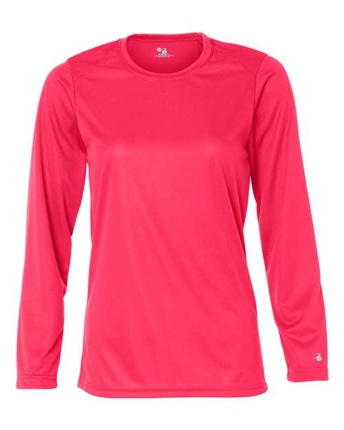 Badger Women's B-Core Long Sleeve T-Shirt 4164 - Hot Coral