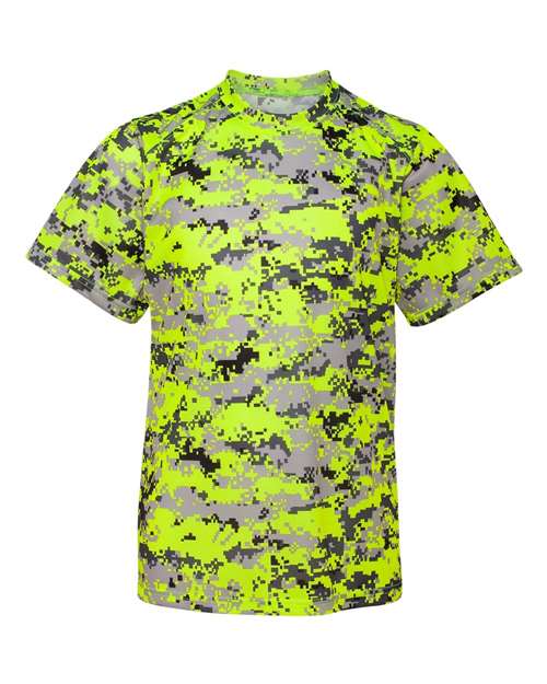 Badger Youth Digital Camo T-Shirt 2180 - Safety Yellow Digital