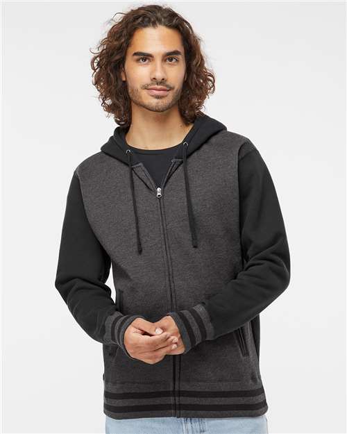 Independent Trading Co. Heavyweight Varsity Full-Zip Hooded Sweatshirt IND45UVZ