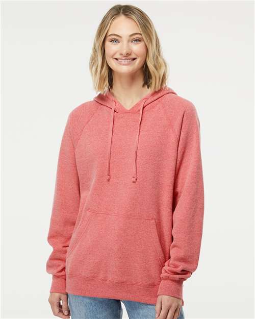 Independent Trading Co. Special Blend Raglan Hooded Sweatshirt PRM33SBP - Pomegranate