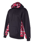 Badger Digital Camo Colorblock Performance Fleece Hooded Sweatshirt 1464 - Black/ Red