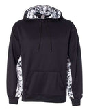 Badger Digital Camo Colorblock Performance Fleece Hooded Sweatshirt 1464 - Black/ White