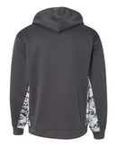 Badger Digital Camo Colorblock Performance Fleece Hooded Sweatshirt 1464 - Graphite/ White