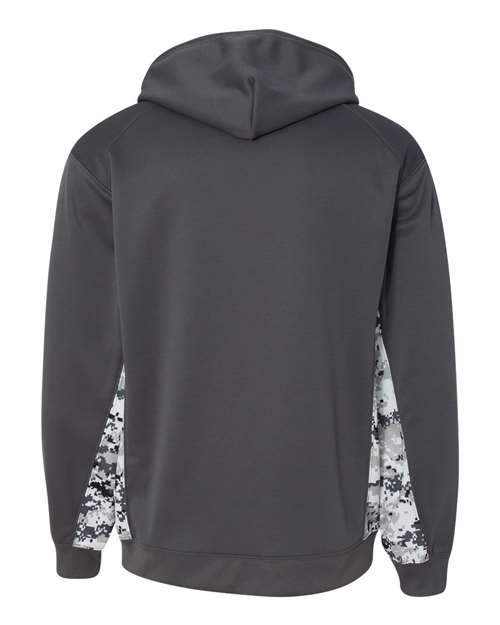 Badger Digital Camo Colorblock Performance Fleece Hooded Sweatshirt 1464 - Graphite/ White