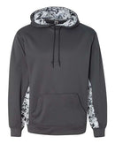 Badger Digital Camo Colorblock Performance Fleece Hooded Sweatshirt 1464 - Graphite/ White