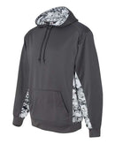Badger Digital Camo Colorblock Performance Fleece Hooded Sweatshirt 1464 - Graphite/ White