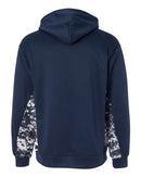 Badger Digital Camo Colorblock Performance Fleece Hooded Sweatshirt 1464 - Navy/ Navy