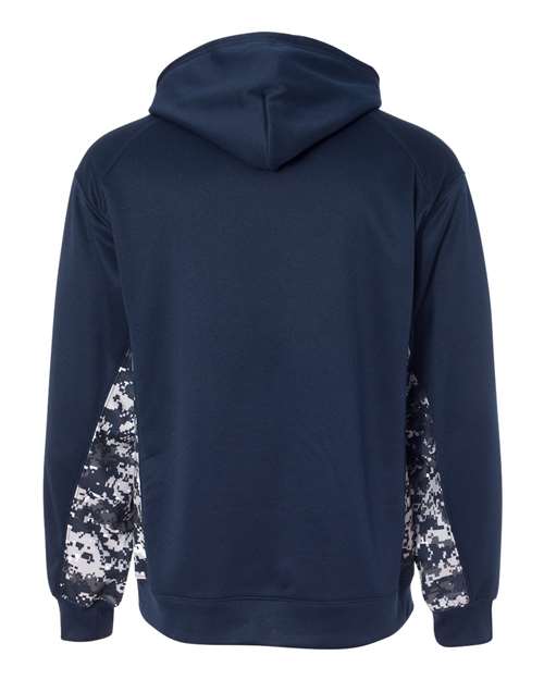 Badger Digital Camo Colorblock Performance Fleece Hooded Sweatshirt 1464 - Navy/ Navy