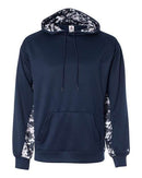 Badger Digital Camo Colorblock Performance Fleece Hooded Sweatshirt 1464 - Navy/ Navy