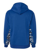 Badger Digital Camo Colorblock Performance Fleece Hooded Sweatshirt 1464 - Royal/ Royal