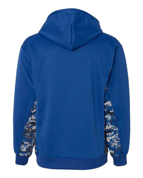Badger Digital Camo Colorblock Performance Fleece Hooded Sweatshirt 1464 - Royal/ Royal