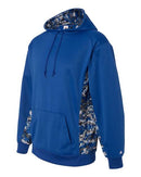Badger Digital Camo Colorblock Performance Fleece Hooded Sweatshirt 1464 - Royal/ Royal