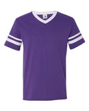 Augusta Sportswear V-Neck Jersey with Striped Sleeves 360 - Purple/ White