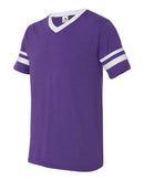 Augusta Sportswear V-Neck Jersey with Striped Sleeves 360 - Purple/ White