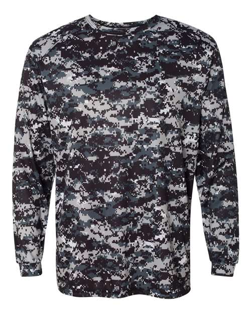 Badger Digital Camo Long Sleeve T-Shirt 4184 - Black Digital
